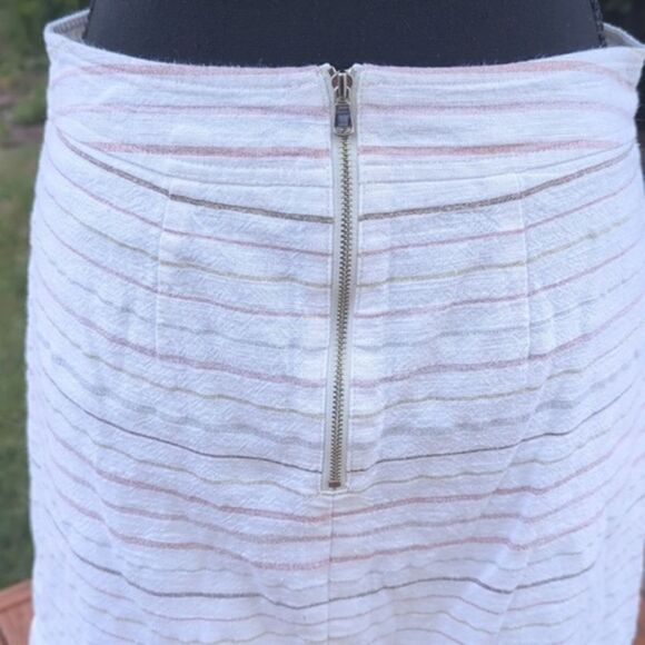 Anne Taylor Loft Women's A Line Skirt Cream Multicolor Stripes Like‎ new 4P - Picture 4 of 9